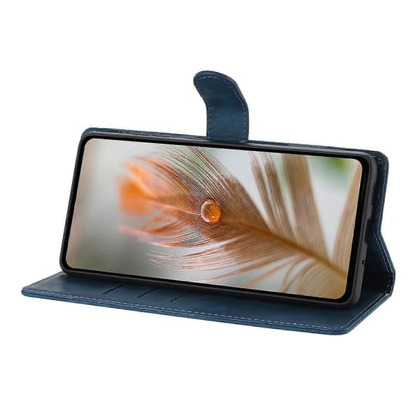 För iPhone 17 Pro Max Mobilskal Tryckt Fjäder PU Läder Plånbok Mobilskal med Armband (Mörkblå, Mörkblå)