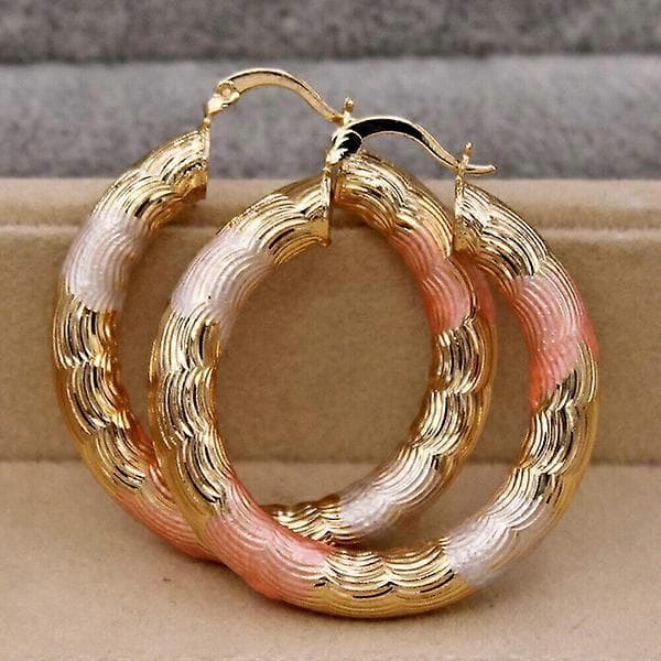 Mote 18K Gullbelagte Hoop Dingle Øredobber Kvinner Brude Bryllup Smykker Gave