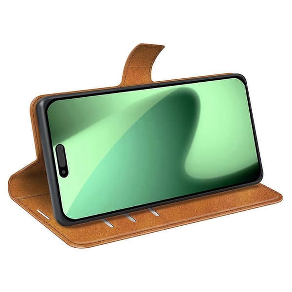 För iPhone 17 Pro Max Fodral med Ställ, Reptåligt Kalvskinns Mobilskal (Gul, Gul)