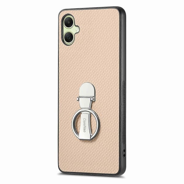 CASENEO C1-19 för Samsung Galaxy A06 Mobiltelefonfodral Vikbart Ställ Läder Baksida Kolfibertextur (Aprikos)