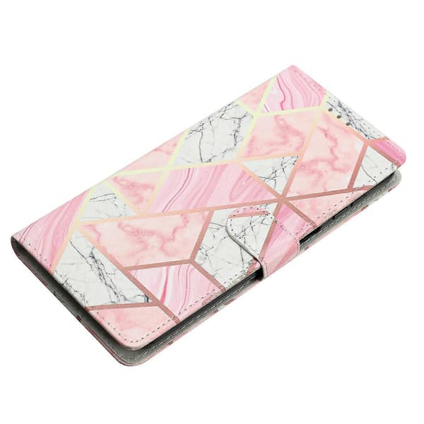 Honor X6c 4G Plånboksfodral PU Läder Tryckt Ställ Telefonfodral med Rem (Rosa, Rosa Marmor)