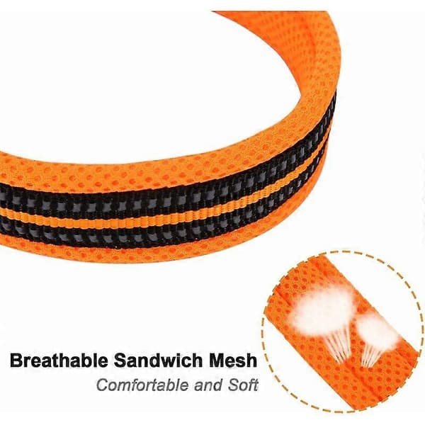 Hundehalsbånd, Justerbart Polstret Stort/Middels/Lite Hundehalsbånd med Refleksstripe (Oransje L)