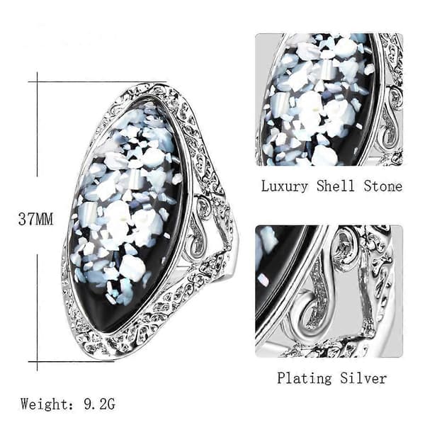 Luksus Skal Ring Dame Charm Kunstig Koral Tilbehør Sølv Oval Retro Stor Ring