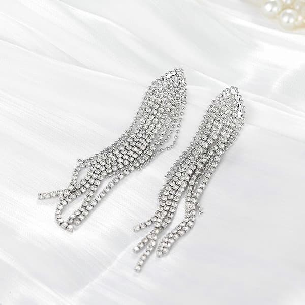 Brude Foss Rhinestone Krystall Hvitt Gull Belagt Legering Lysekrone Øredobber