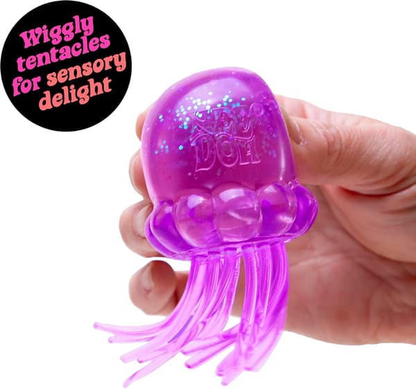 NeeDoh Jellyfish Jelly Squish Stress Fidget Sensorisk Klemmelegetøj til Børn og Voksne, Ny model Blue 1pcs