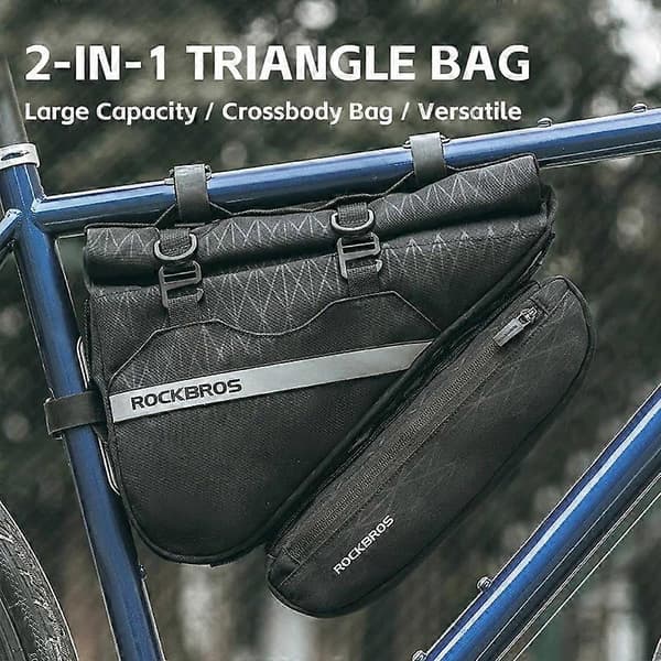 ROCKBROS 070 2 i 1 cykelstyr taske polyester top spand trekant taske