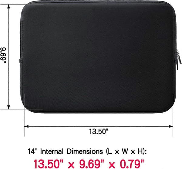 14 tums laptopfodral skyddande väska mjukt foder vadderad dragkedja bärväska kompatibel med 14\" notebook dator surfplatta ultrabook (svart