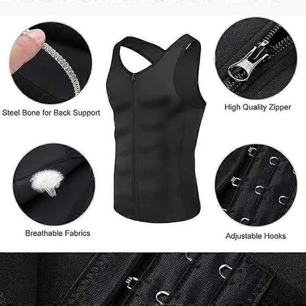 Midjebälte för män med dragkedja, svettkompressionslinne, shapewear (XL)