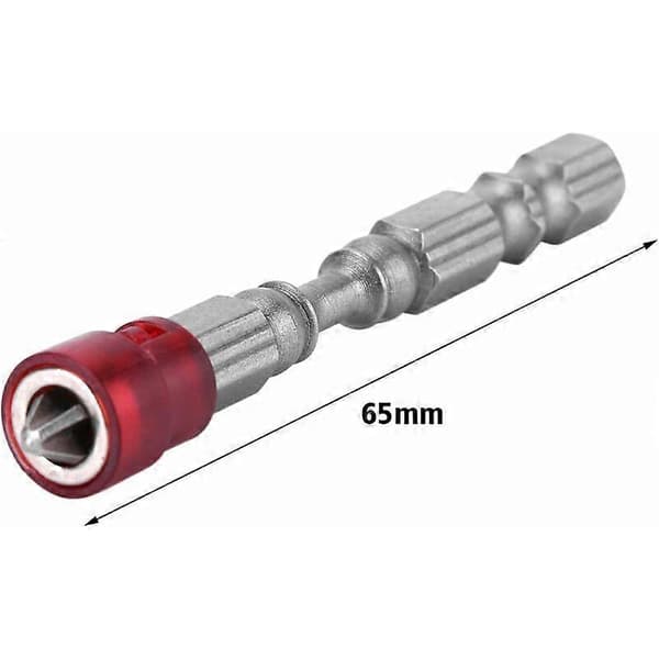 -Skrutrekkerbits, 5 stk 65 mm S2 magnetisk stål Phillips hode PH2 skrutrekkeradapter - med magnet og dybdestopp + Ph2 bit (rød)