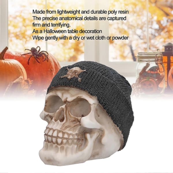 Slitesterk, lett hodeskallepynt i resin for Halloween-festdekorasjon