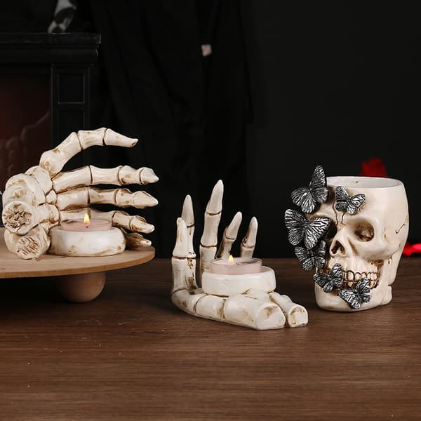 Halloween dekorationer kranie og sommerfugl penholder
