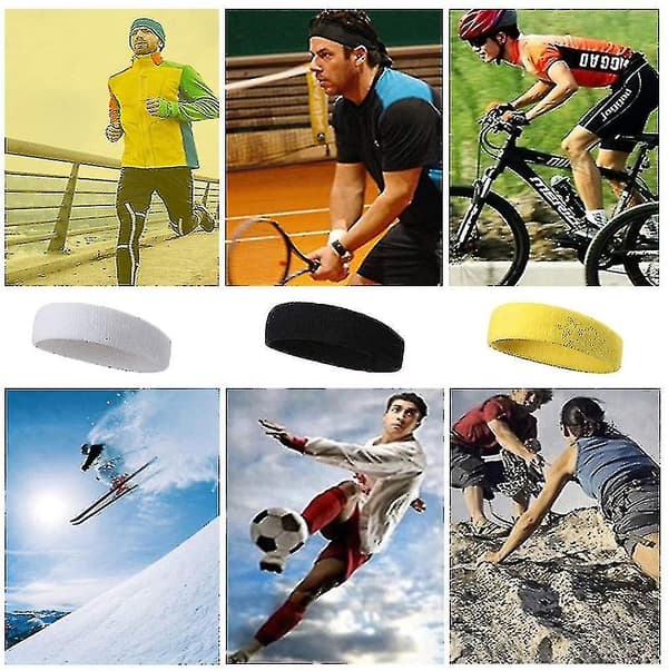 10-pack Sportpannband för män och kvinnor, Svettband, Elastiskt hårband Non