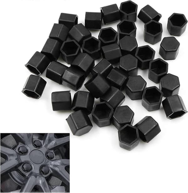 17mm Bilhjul Bolt Caps - Silikonmutterdeksler, Bil Kompatibel med 17mm Muttere, Støvhetter for Bilhjulbolt. 40 Stykker Svart Mutterdeksel