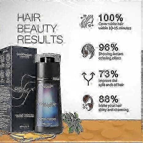 Polar Instant Hårfarve Shampoo til Grå Dækning - Naturlig Hårfarve til Kvinder og Mænd (mørkebrun)