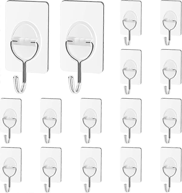 16 st Transparent Självhäftande Krokar, Självhäftande Handdukskrok för Vägg