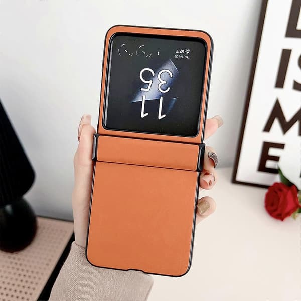 Motorola Razr 40 Ultra Solid Lærtekstur Tre-delt Telefonveske (Oransje)
