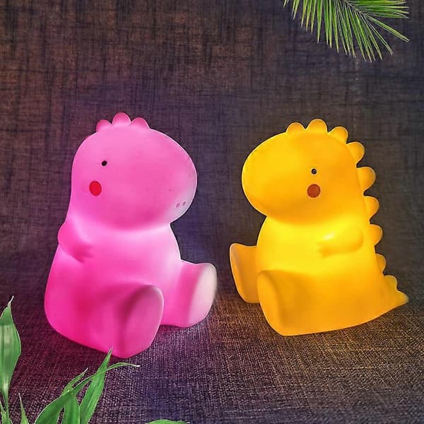 Dinosaurformet natlampe til børn, PVC sengelampe natlampe (pink, 10.8*8*10cm)