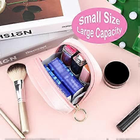 Lille Makeup Taske Mini Pose Bærbar Mini Makeup Taske til Taske Ekstra Lille Makeup Taske Læbestiftholder til Kvinder og Piger (Pink)