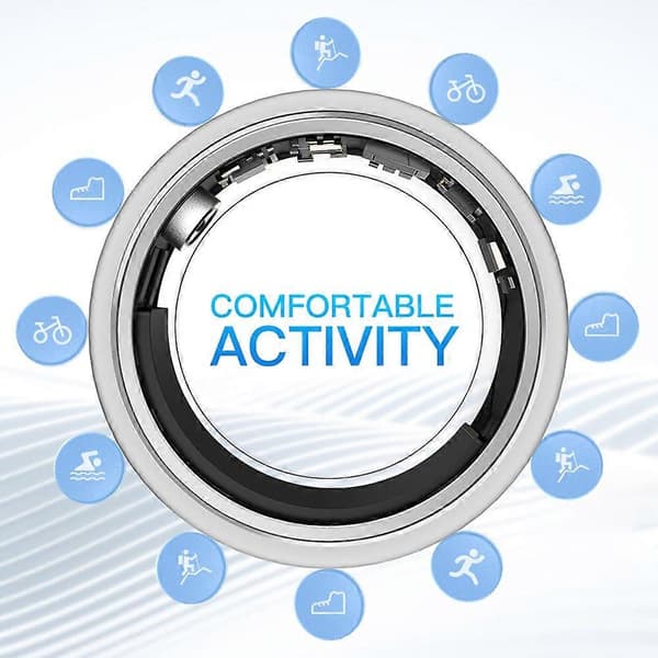 SR2 Smart Ring Multifunktionel Sundhedsovervågning Fitness Ring - Sølv/Størrelse 8 (Sølv/Størrelse 8)