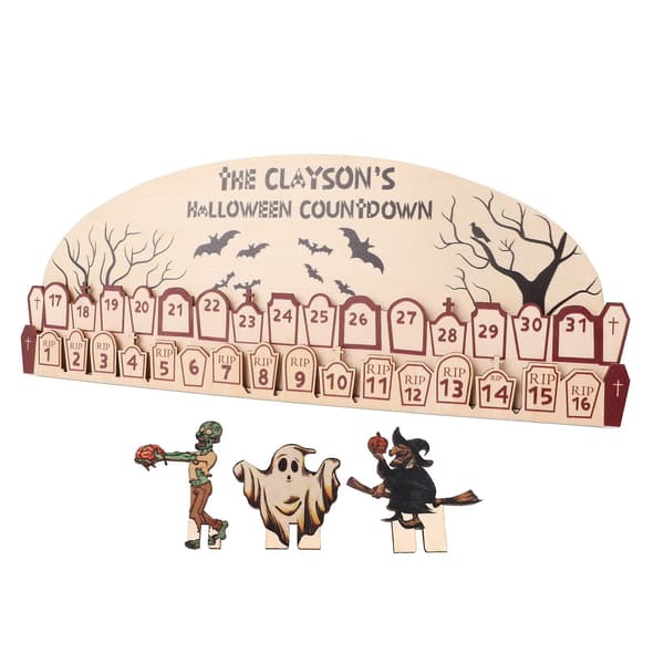 31-dagars Halloween Nedräkningskalender i Trä för Hem &amp; Presenter