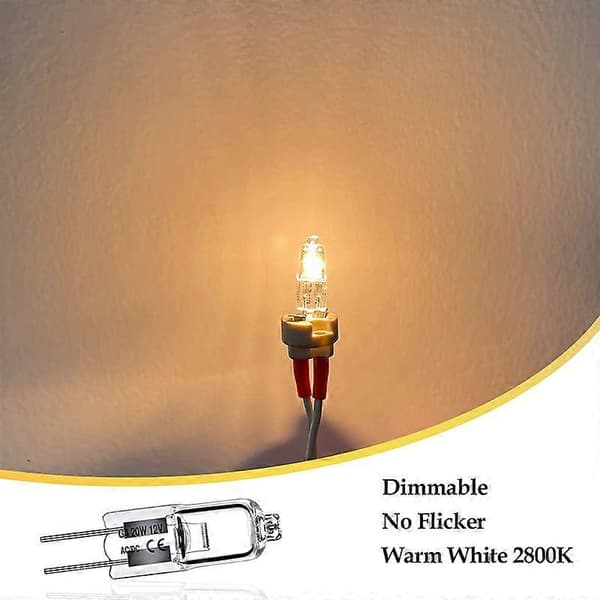 G4 Halogenpærer 20W 12V 2-benet base erstatning til landskabsbelysning, underskabsbelysning, pucklys, skinnebelysning, dæmpbar (10-pak)