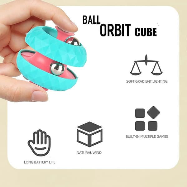 Spin Cube Bead Orbit Rubik's Cube Ball - Rosa, Manuell Snurr Sensorisk Leksak, Ångest- och Stresslindrande Fidget Spinner Leksak, Pedagogiskt Pusselspel Interagera