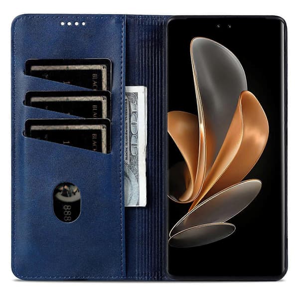 AZNS för Huawei nova 13 Pro 5G Mobiltelefonfodral Kohud Textur PU Läder Plånboksfodral - Blå (Blå)