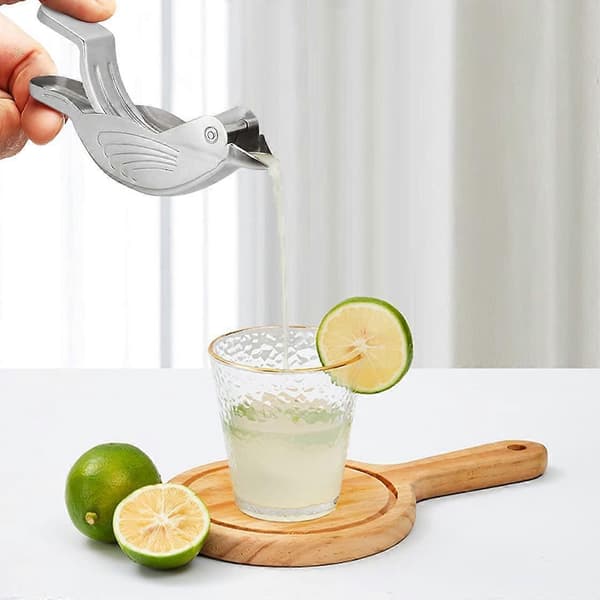 Manuel citronsaftpresser i rustfrit stål, citronskivepresser, fugleformet håndpresser, køkkenredskab