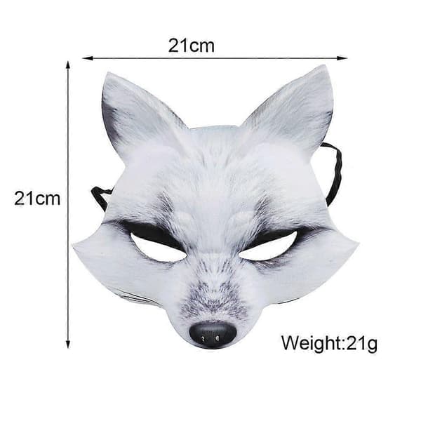 Halloweenfest Tillbehör, Halv Ansikte Vit Räv Mask