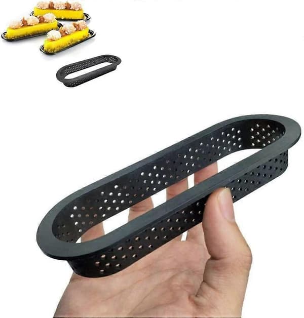 8 Stykker Perforert Paiform Perforert Oval Sirkel Kake Ring 14.4*5.3cm