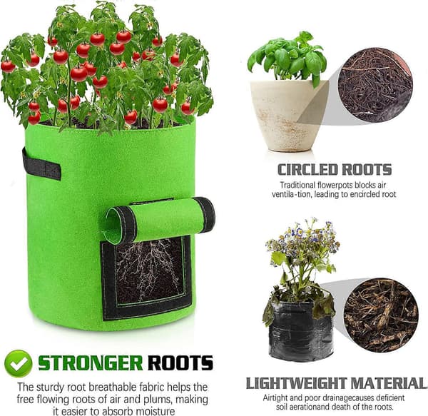 Plantpåse Gallons Växtodlingspåse, Andningsbara och Hållbara Krukor för Plantering av Potatis Morötter Tomater