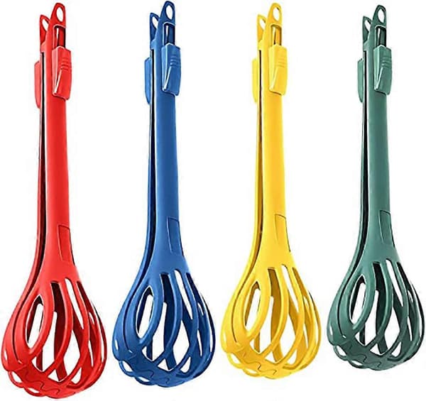 2 i 1 4 STK Multifunksjonell Silikonvisp Matklype og Eggvisp Multifunksjonell Eggvisp Spaghettitang Klyper Visp Matklype for Kjøkkenbaking