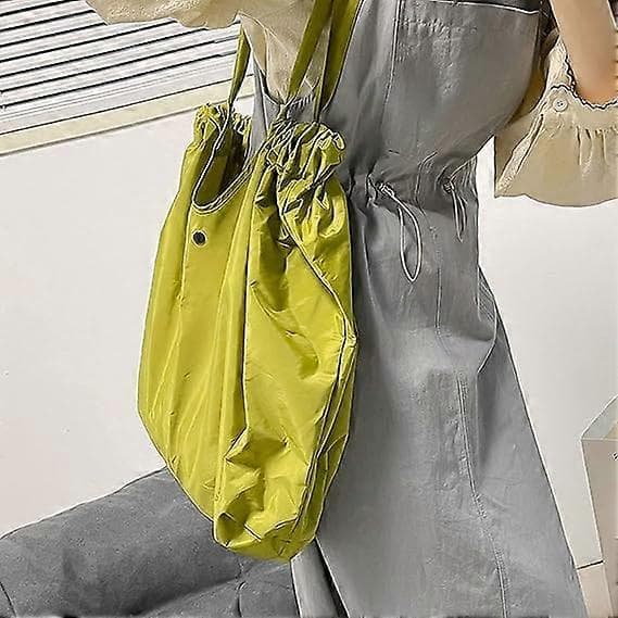 Stor Gjenbrukbar Handlepose, Gjenbrukbar Handlepose, Oppbevaringspose med Snøring, Sammenleggbar Tote Bag for Shopping