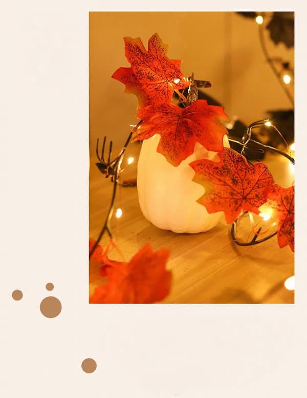 Maple Leaf edderkop lyskæde, 4M 40 LED efterårsblad guirlande lys til Thanksgiving, Halloween, jul udendørs indendørs dekoration
