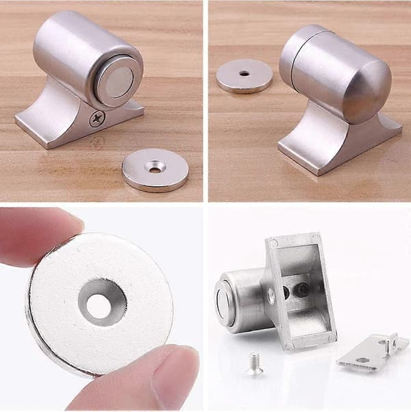 1 stk. magnetisk dørstopper i rustfrit stål til dørinstallation i hjemmet (børstet stål)
