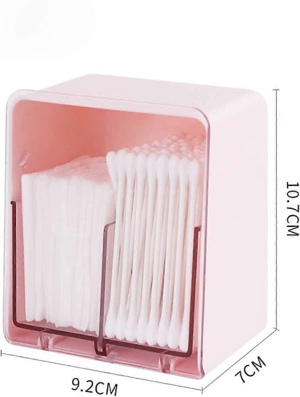 Vatpinde Bomuldsbeholder, Bomuldsrondeller, Bomuldskugler, Tandtråd, Beholderdispenser (Pink)