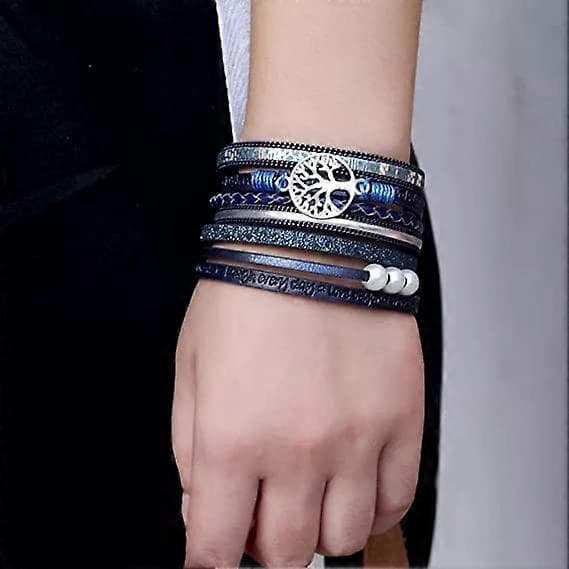Inspirerande Livets Träd Läderarmband för Tonårsflickor, Boho Smyckesgåva för Kvinnor Armband