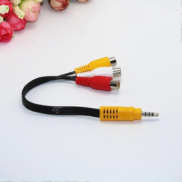 3st Svarta 3,5 mm Hane till 3 RCA Hona Adapter Ljud Videokabel, 22cm