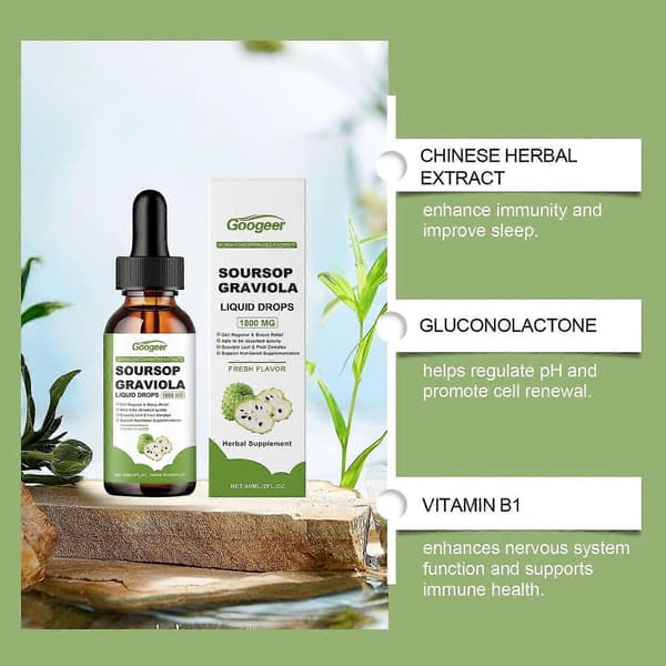 Soursop Graviola flydende dråber, som er gavnlige for immunsystemet, er rige på antioxidanter og