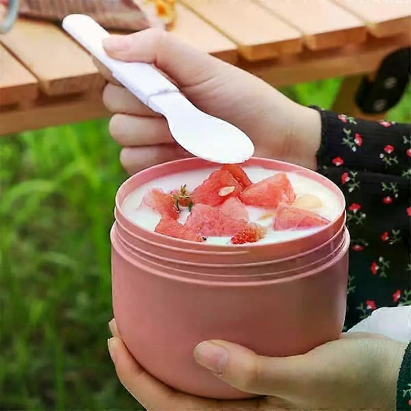 600 ml isolert mattermos, matboks i rustfritt stål med skje (2 STK, A15)