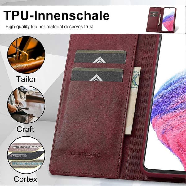 LC.IMEEKE för Samsung Galaxy S24 Mobiltelefonfodral Magnetiskt RFID-skydd Plånboksfodral - Röd (Röd)