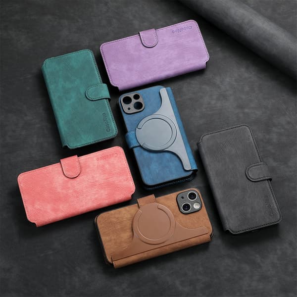 2026 Nytt magnetiskt separationsskal för Apple-telefon Magsafe Stark magnet iPhone Flip Läderfodral Black iPhone17 Pro