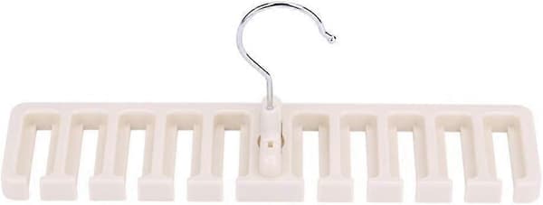 Bælteholder Organizer, 10 Slots Slips Bælte Tørklædeholder Organizer Kraftig Plastik Skabspladsbesparende (Beige)