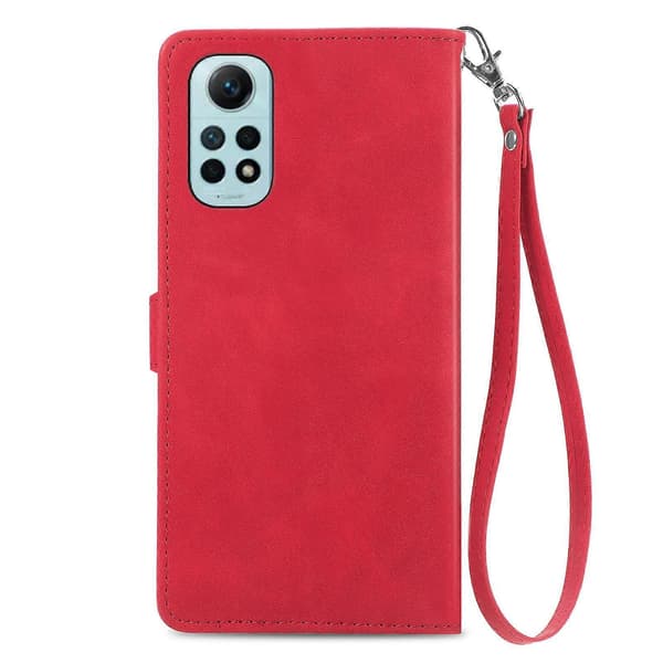 Præget læder telefoncover med lynlås til Redmi Note 12 Pro 4G Global (rød)