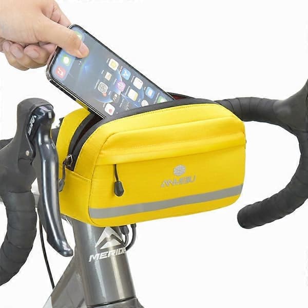 ANMEILU 7051 Cykelstyr Taske Cykel Frontramme Taske Cykel Opbevaringstaske - Sort (Sort)