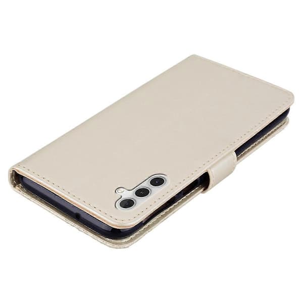 För Samsung Galaxy A16 5G/4G Uggla Blomma Tryck Läderfodral Plånbok Telefonfodral med Axelrem - Guld (Guld)