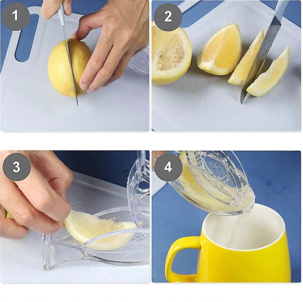 Set med 2 transparenta citronpressar i akryl i form av en fisk