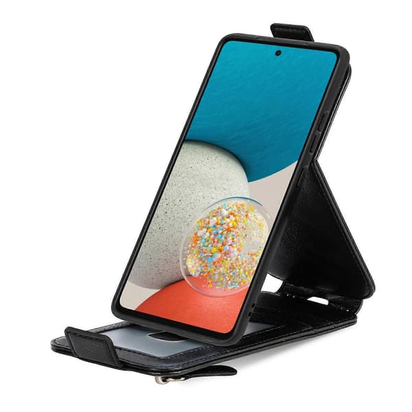 För Samsung Galaxy A53 5G Plånboksfodral med Dragkedja Vertikalt Flip Läderfodral (Svart)