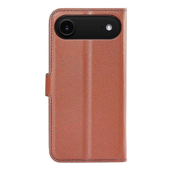 För iPhone 17 Air Fodral Litchi Textur Stötsäkert Läder Plånboksfodral (Brun, Brun)