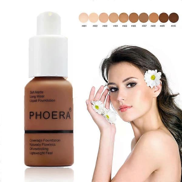 PHOERA Liquid Coverage Foundation Facial Base Cream Brighten Moisturizer Mineral Full Cover Concealer Makeup TSLM1 (C17)